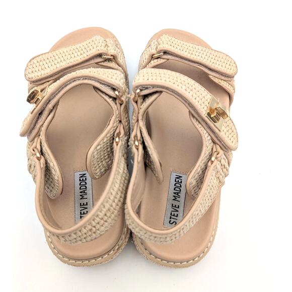 Steve Madden Bigmona Platform Sandals Women's Natural Raffia Size US8M EU38.5 - Picture 4 of 12